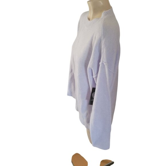 Vince Camuto XS Frozen Lavender Long-Sleeve Sweater With Ribbed Crew Neck & Cent - Picture 4 of 9
